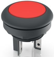 LUMOTAST 16 , Leuchtdrucktaster 5V, Bund rund, tastend, Frontring schwarz, 1 S, Blende rot