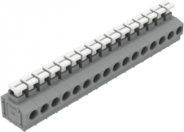 Leiterplattenklemme, 16-polig, RM 5 mm, 0,2-1,5 mm², 17.5 A, Push-in Käfigklemme, grau, 235-416/331-000
