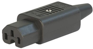 Gerätesteckdose C15, 3-polig, Kabelmontage, Schraubanschluss, 1,5 mm², schwarz, 4781.0100