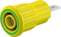 4 mm Buchse, Flachsteckanschluss, Einbau-Ø 12.2 mm, CAT III/CAT IV, gelb/grün, 23.3160-20