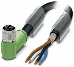 Sensor-Aktor Kabel, M12-Kabeldose, abgewinkelt auf offenes Ende, 4-polig, 5 m, PUR, schwarz, 12 A, 1424118