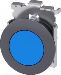 Drucktaster, unbeleuchtet, tastend, Bund rund, blau, Einbau-Ø 30.5 mm, 3SU1060-0JB50-0AA0