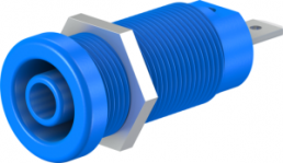 4 mm Buchse, Flachsteckanschluss, Einbau-Ø 12.2 mm, CAT IV, blau, 66.9665-23