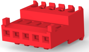 Buchsengehäuse, 5-polig, RM 2.54 mm, abgewinkelt, rot, 3-644540-5