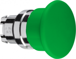 Drucktaster, unbeleuchtet, tastend, Bund rund, grün, Frontring silber, Einbau-Ø 22 mm, ZB4BC3