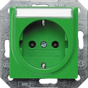SCHUKO-Steckdose mit Schriftfeld, grün, 16 A/250 V, Deutschland, IP20, 5UB1537