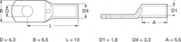 Unisolierter Rohrkabelschuh, 1,0-1,5 mm², AWG 18 bis 16, 4.3 mm, 3.3 mm, M4