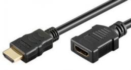 HDMI Verlängerungskabel, HDMI Stecker Typ A auf HDMI Buchse Typ A, vergoldet, 2 m, schwarz