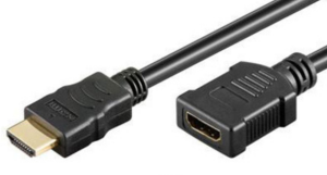 HDMI Verlängerungskabel, HDMI Stecker Typ A auf HDMI Buchse Typ A, vergoldet, 0,25 m, schwarz