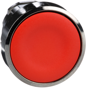 Drucktaster, unbeleuchtet, tastend, Bund rund, rot, Frontring silber, Einbau-Ø 22 mm, ZB4BA4