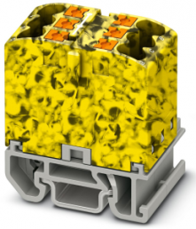 Verteilerblock, Push-in-Anschluss, 0,14-4,0 mm², 6-polig, 24 A, 8 kV, gelb/schwarz, 3274120