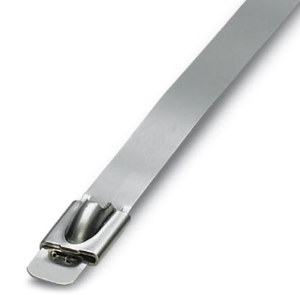 Kabelbinder, Edelstahl, (L x B) 380 x 7.6 mm, Bündel-Ø 254 mm, silber, UV-beständig, -80 bis 538 °C