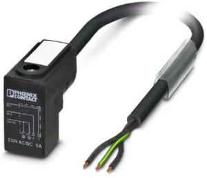 Sensor-Aktor Kabel, Ventilsteckverbinder DIN form C auf offenes Ende, 3-polig, 5 m, PUR, schwarz, 6 A, 1400814