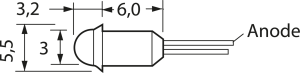 LED-Signalleuchte, gelb, 20 mcd, Einbau-Ø 4.4 mm, RM 2 mm, LED Anzahl: 1