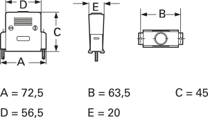 D-Sub Steckverbindergehäuse, Größe: 4 (DC), gerade 180°, Kunststoff, silber, AGP 37 G