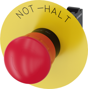 Not-Halt-Pilzdrucktaster, 22mm, rund, Kunststoff,rot, 1Ö, 3SU11001HB203CH0