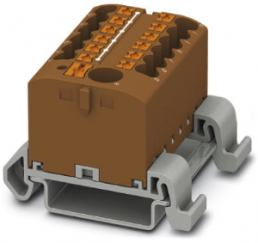 Verteilerblock, Push-in-Anschluss, 0,14-4,0 mm², 13-polig, 24 A, 8 kV, braun, 3273230