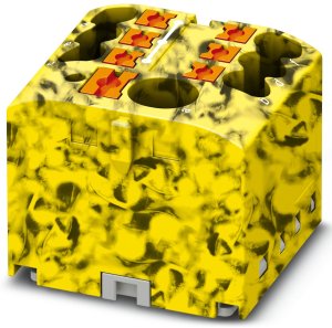 Verteilerblock, Push-in-Anschluss, 0,14-4,0 mm², 7-polig, 24 A, 6 kV, gelb/schwarz, 3273480