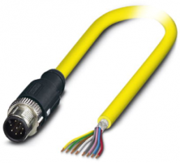 Sensor-Aktor Kabel, M12-Kabelstecker, gerade auf offenes Ende, 8-polig, 10 m, PVC, gelb, 2 A, 1406071