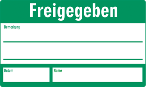Etikette, Text: "Freigegeben", (B) 50 mm, Vinyl, 088.51-9-30X50-A