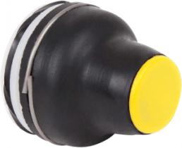 Drucktaster, tastend, Bund rund, gelb, Frontring schwarz, Einbau-Ø 22 mm, XACB9115
