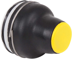 Drucktaster, tastend, Bund rund, gelb, Frontring schwarz, Einbau-Ø 22 mm, XACB9225