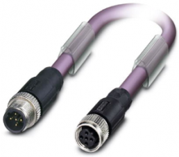 Sensor-Aktor Kabel, M12-Kabelstecker, gerade auf M12-Kabeldose, gerade, 2-polig, 0.3 m, PUR, violett, 4 A, 1507340