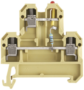 Mehrstock-Reihenklemme, Schraubanschluss, 0,5-4,0 mm², 10 mA, 1 kV, beige/gelb, 0395760000