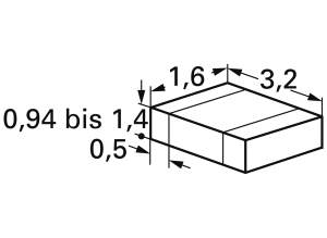 Keramik-Kondensator, 10 nF, 50 V (DC), ±10 %, SMD 1206, X7R, 12065C103KAT2A