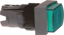 Drucktaster, tastend, Bund rechteckig, grün, Frontring schwarz, Einbau-Ø 16 mm, ZB6DE3