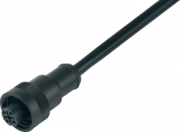 Sensor-Aktor Kabel, RD24-Kabeldose, gerade auf offenes Ende, 6-polig + PE, 2 m, PVC, schwarz, 8 A, 79 0236 20 07