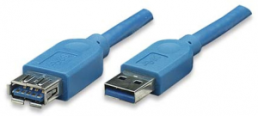 USB 3.0 Verlängerungsleitung, USB Stecker Typ A auf USB Buchse Typ A, 3 m, blau