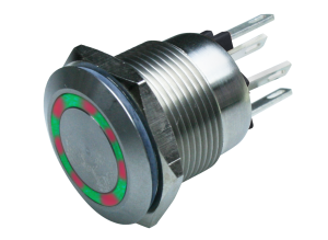 Drucktaster, 1-polig, silber, beleuchtet, 0,05 A/24 V, Einbau-Ø 19.2 mm, IP66, MPI002/28/D1