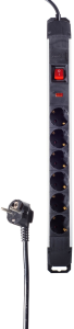 Steckdosenleiste, 6-fach, 1.5 m, 16 A, mit Überspannungsschutz, schwarz/silber, BS09-20165