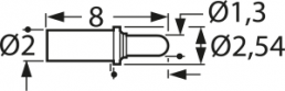 Lade- und Batteriekontakt, Rundkopf, Ø 2 mm, Hub 2.2 mm, RM 2.54 mm, L 8 mm, TK54B.05.1,30.C.200.A