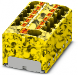 Verteilerblock, Push-in-Anschluss, 0,2-6,0 mm², 13-polig, 32 A, 6 kV, gelb/schwarz, 3273898
