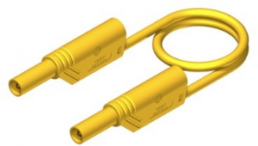 Messleitung mit (4 mm Stecker, gefedert, gerade) auf (4 mm Stecker, gefedert, gerade), 250 mm, gelb, PVC, 1,0 mm², CAT II