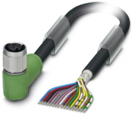 Sensor-Aktor Kabel, M12-Kabeldose, abgewinkelt auf offenes Ende, 17-polig, 10 m, PUR/PVC, schwarz, 1.5 A, 1430352