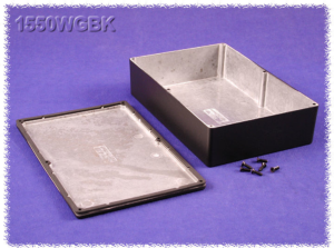 Aluminium Druckgussgehäuse, (L x B x H) 222 x 146 x 51 mm, schwarz (RAL 9005), IP66, 1550WGBK