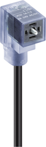 Sensor-Aktor Kabel, Ventilsteckverbinder DIN form C auf offenes Ende, 3-polig, 2 m, PUR, schwarz, 4 A, 12276