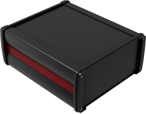 Aluminium Profilgehäuse, (L x B x H) 220 x 190 x 90 mm, schwarz/rot (RAL 9005), IP65, 007503011