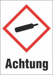 Gefahrgut-Schild, Symbol: GHS04/Text: "Achtung", (B) 26 mm, Kunststoff, 013.27-9-37X26-W1 / 36 ST