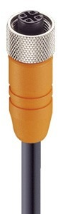 Sensor-Aktor Kabel, M12-Kabeldose, gerade auf offenes Ende, 4-polig, 6 m, PUR, orange, 4 A, 92031