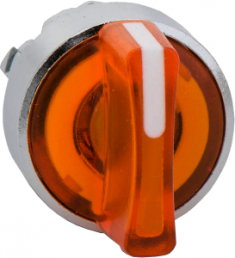 Wahlschalter, tastend, Bund rund, orange, Frontring silber, 3 x 45°, Einbau-Ø 22 mm, ZB4BK1853
