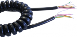 PVC Mikrofonleitung, gewendelt, 6 x 0,11 mm², schwarz