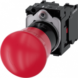 Not-Halt-Pilzdrucktaster, 22 mm, rund, Kunststoff,rot, 1Ö, 1Ö, 3SU11001HB201PA0