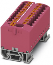 Verteilerblock, Push-in-Anschluss, 0,14-4,0 mm², 19-polig, 24 A, 8 kV, pink, 3274227