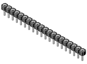 IC-Kontaktfederstreifen, 32-polig, RM 2.54 mm , Messing/Kupferberyllium für DIL-IC