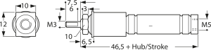Messing-Zylinder, doppeltwirkend, 1,5 bis 10 bar, Kd. 8 mm, Hub 12,5 mm, 38.250.012
