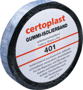 Gummi-Isolierband, 19 x 1 mm, PVC, schwarz, 5 m, 401 1,0X19MM 5M SCHWARZ